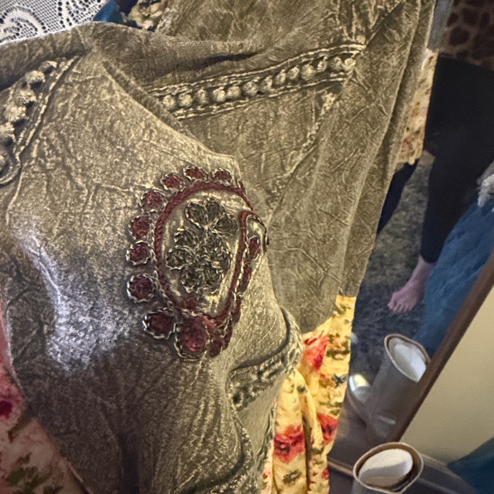 Floral young threads Patchwork Open Front duster … - image 5